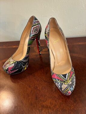 Christian Louboutin Multicolor Python-Print Pumps - Size 40 never worn